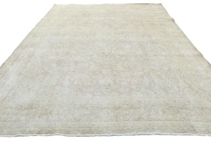 Antique Muted Brown Floral 8X11 Distressed Vintage Oriental Rug