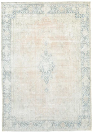 Antique Muted Rust Floral 9X13 Distressed Vintage Oriental Rug