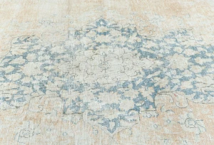 Antique Muted Rust Floral 9X13 Distressed Vintage Oriental Rug