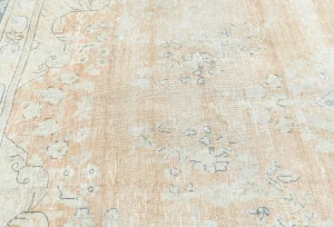 Antique Muted Rust Floral 9X13 Distressed Vintage Oriental Rug