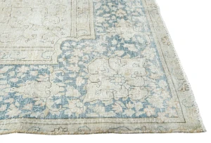 Antique Muted Rust Floral 9X13 Distressed Vintage Oriental Rug