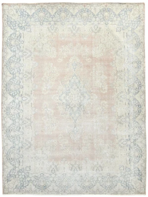 Antique Muted Rust Floral 10X13 Distressed Vintage Oriental Rug