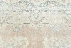 Antique Muted Rust Floral 10X13 Distressed Vintage Oriental Rug