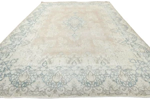 Antique Muted Rust Floral 10X13 Distressed Vintage Oriental Rug
