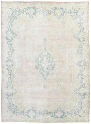 Antique Muted Rust Floral 10X13 Distressed Vintage Oriental Rug