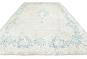Antique Muted Rust Floral 10X13 Distressed Vintage Oriental Rug