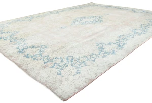 Antique Muted Rust Floral 10X13 Distressed Vintage Oriental Rug
