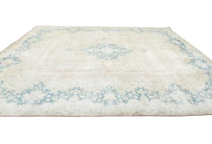 Antique Muted Rust Floral 10X13 Distressed Vintage Oriental Rug