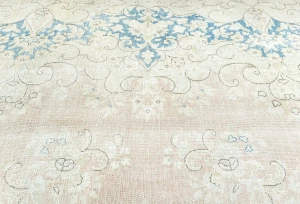 Antique Muted Rust Floral 10X13 Distressed Vintage Oriental Rug