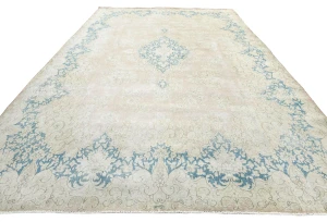 Antique Muted Rust Floral 10X13 Distressed Vintage Oriental Rug