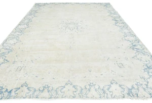 Antique Muted Beige Floral 8X11 Distressed Vintage Oriental Rug