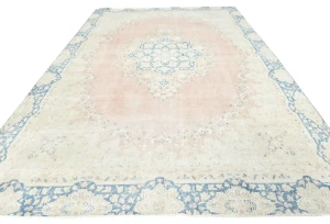 Antique Muted Rust Floral 8X12 Distressed Vintage Oriental Rug