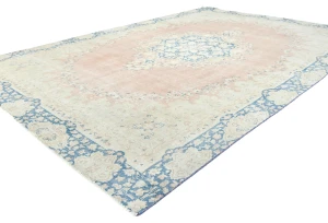 Antique Muted Rust Floral 8X12 Distressed Vintage Oriental Rug