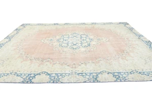 Antique Muted Rust Floral 8X12 Distressed Vintage Oriental Rug