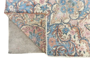 Antique Muted Fuchsia Red Floral 10X13 Distressed Vintage Oriental Rug