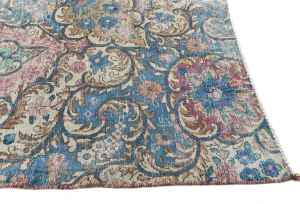 Antique Muted Fuchsia Red Floral 10X13 Distressed Vintage Oriental Rug