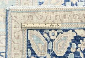 Antique Muted Blue Floral 10X12 Distressed Vintage Oriental Rug