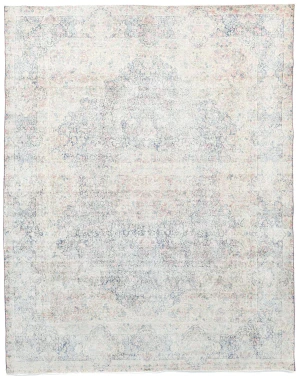 Antique Muted Navy Floral 9X12 Distressed Vintage Oriental Rug