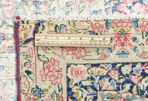 Antique Muted Navy Floral 9X12 Distressed Vintage Oriental Rug