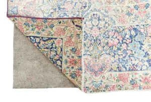 Antique Muted Navy Floral 9X12 Distressed Vintage Oriental Rug