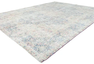 Antique Muted Navy Floral 9X12 Distressed Vintage Oriental Rug