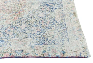 Antique Muted Navy Floral 9X12 Distressed Vintage Oriental Rug