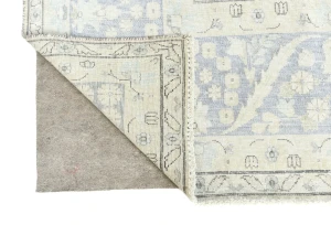 Muted Cream Floral 10X13 Distressed Vintage Oriental Rug