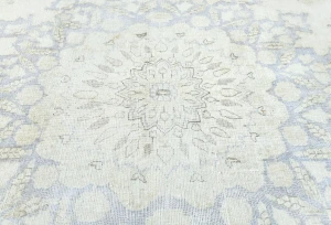 Muted Cream Floral 10X13 Distressed Vintage Oriental Rug