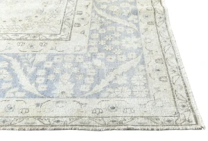 Muted Cream Floral 10X13 Distressed Vintage Oriental Rug