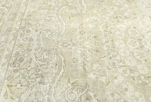 Muted Beige Floral 8X11 Distressed Vintage Oriental Rug