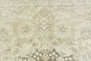 Muted Beige Floral 8X11 Distressed Vintage Oriental Rug