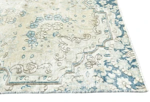 Muted Beige Floral 7'5X11 Distressed Vintage Oriental Rug