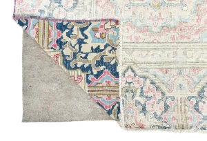 Muted Light Blue Floral 8X11 Distressed Vintage Oriental Rug