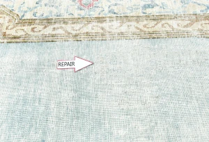Muted Light Blue Floral 8X11 Distressed Vintage Oriental Rug