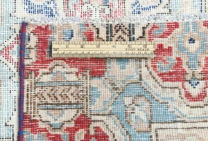 Muted Navy Blue Floral 7X9 Distressed Vintage Oriental Rug