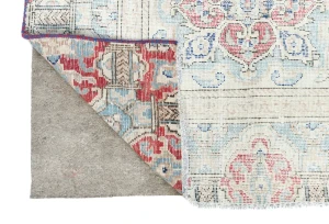 Muted Navy Blue Floral 7X9 Distressed Vintage Oriental Rug