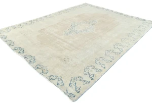 Muted Beige Floral 6X8 Distressed Vintage Oriental Rug