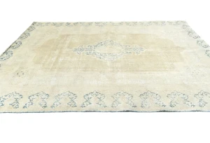 Muted Beige Floral 6X8 Distressed Vintage Oriental Rug