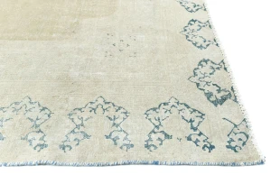 Muted Beige Floral 6X8 Distressed Vintage Oriental Rug