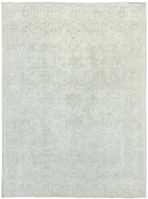 Antique Muted Beige Floral 10X13 Distressed Vintage Oriental Rug