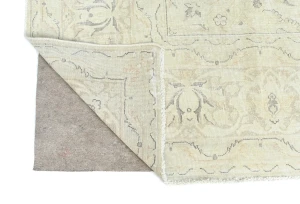 Antique Muted Beige Floral 10X13 Distressed Vintage Oriental Rug
