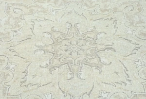 Antique Muted Beige Floral 10X13 Distressed Vintage Oriental Rug