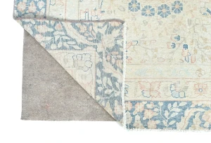 Antique Muted Beige Floral 8X12 Distressed Vintage Oriental Rug