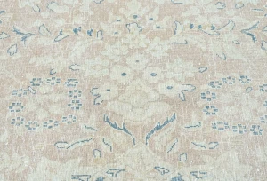 Antique Muted Beige Floral 8X12 Distressed Vintage Oriental Rug
