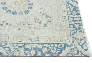 Antique Muted Beige Floral 8X12 Distressed Vintage Oriental Rug