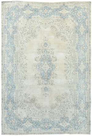 Muted Beige Floral 8X12 Distressed Vintage Oriental Rug