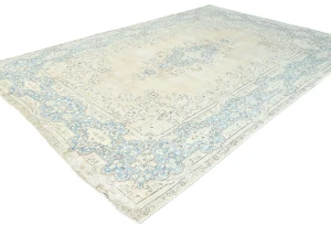 Muted Beige Floral 8X12 Distressed Vintage Oriental Rug