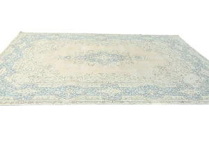 Muted Beige Floral 8X12 Distressed Vintage Oriental Rug