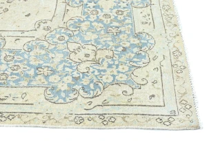 Muted Beige Floral 8X12 Distressed Vintage Oriental Rug