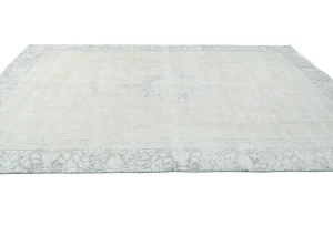 Muted Floral 9X12 Distressed Vintage Oriental Rug